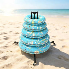 Asiwnshw Pool Organizer for Floats and Toys, Pool Float Holder Storage Rack, Pool Side Organizer Towel Rack with Wheels, Beach Swimming Equipment for Pool, Patio and Garden (Black)