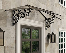 Palram - Canopia Lily 7' x 3' Victorian Door/Window Awning, Black/Clear
