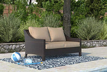 Serta Tahoe Brown Resin Wicker Outdoor Patio Loveseat with Thick Cushion