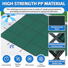 iCOVER Inground Pool Safety Cover, Fits 16x32ft Rectangular Pools with 4x8ft Center End Step, Winter Pool Covers for Inground Pools, Safety Pool Covers, Triple Stitched High Strength, Green