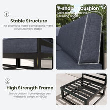 LayinSun Large Aluminum Patio Furniture Set with Fire Pit Table