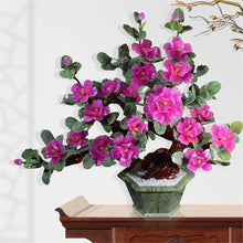 YXIANG56Q Fake Plants Chinese-Style Artificial Bonsai Tree - Indoor Plant Decoration, Jade Carving of Peony Flowers Bonsai Tree