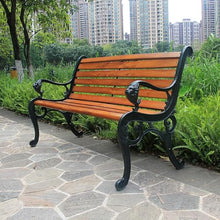 ERoomQ Outdoor GThe Bench,Heavy-Duty Park Bench with armrests and backrest, Patio Loveseats with cast Iron Frame and anticorrosive Solid Wood Slat