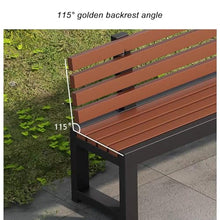 Sunyongfly Park Bench,Steel Frame,Outdoor Garden Bench,Wooden seat,Double Outdoor Bench with backrest, for Squares, Parks, and Residential Areas(Size:120cm)