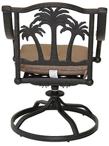 Patio Land Palm Tree Outdoor Patio Swivel Rocker Dining Chairs Dark Bronze