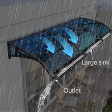 Awnings for Outside，Window awnings Exterior，Aluminum Bracket, Durable Polycarbonate Canopy，Rain & Snow Protection, for Entrance, Balcony, Garage-Blue-80x350cm/32x138in