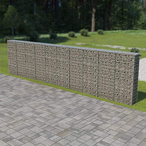 YITHOPI Gabion Wall with Covers Galvanized Steel for Outdoor Garden Edging Cage Walls Panels236 x11.8"x59"-Fast delivedging Cage Wallsed