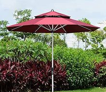 Garden Parasols Family Porch Deck Backyard Beach Camping,Round Double Top Garden Patio Umbrella(Color:Red;Size:2,44x2,70m) (Red 2.44x2.7m)