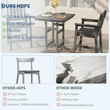 SLEKVERSA Adirondack Outdoor Bar Stools Set of 4, All-Weather HDPE Bar Height Patio Chairs with Back and Footrest, 400 LBS Capacity for Deck, Poolside, Outdoor Kitchen, Backyard and Resort, Dark Grey