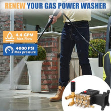 Pressure Washer Pump, 1" Shaft Horizontal Plunger, 4000 Psi, 4.4 GPM, Replacement Power Washer Pumps Kit, Parts Washer Pump with Pressure Adjustment Unloader, 5 Nozzle Tips