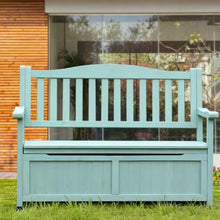Wooden Outdoor Storage Bench,2 Seater Patio Garden Bench with Backrest