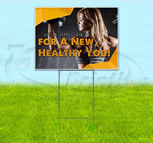 TampaPrinting "For A New Healthy You" Yard Sign 18" X 24" with Metal Step Stake
