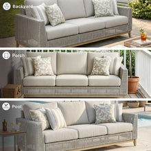 Signature Design by Ashley Seton Creek 3-Seat Wicker Patio Sofa, Gray