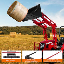 39 Inch Hay Spear for Tractor Bucket, Heavy Duty Bale Spear Attachment with 2 Stabilizer Spears & 59 Inch Chain, Tractor Bucket Hay Bale Spear Attachment, 4000 Lbs Capacity