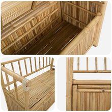 HKTMGDNG Bamboo Garden Storage Bench, 43 Inch Natural Patio Loveseat
