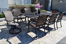 Santa Clara Outdoor Patio 9 pcs Dining Set 44 x 84 Dark Bronze Cast Aluminum