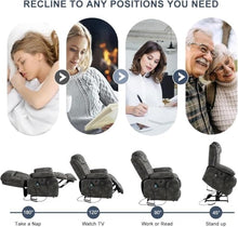 UOPYNE Comfort Massage Heat Recliner Chair, Lazy Boy Style Recliner Sofa with Cup Holders for Living Room, Leather Electric Power Lift Relaxation Seating, Gray