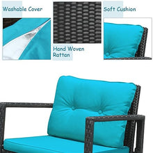 DUYHBAWRS 3PCS Patio Rattan Furniture Set Rocking Chairs Cushioned Conversation Set