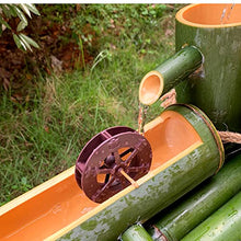 GenSDH Natural Bamboo Water Fountain, Water Features Kit with Pump & Feng Shui Wheel, Garden Fountains Outdoor Patio, for Indoor Pond Fish Tanks Flower Pots, 100Cm,100cm