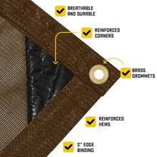 Core Tarps 60% Brown Shade Cloth with Grommets - 30 X 50 FT Heavy Duty Mesh Tarp - Sun Shade Cloth for Garden Vegetables Plants Greenhouse Outdoors Backyard Fences Dump Trucks Patio Mesh Shade Tarp