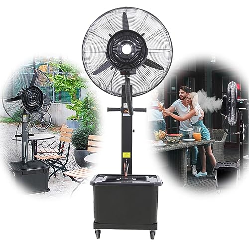 GFJYKDL Industrial Misting Fan - 26in Outdoor Cooling Pedestal Fan with 11 Gallon Tank, 3 Speed Settings for Garden, Patio, Warehouse - Powerful Spray Cooling System,One Color-650mm/26in