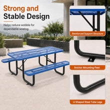 EPOFIT 96" Rectangular Outdoor Picnic Table, Carbon Steel Construction, Durable & Easy to Clean, Ideal for Backyard, Patio, Family Barbecues & Home Garden, Blue