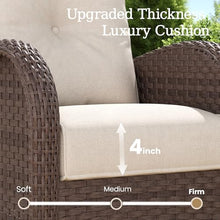 Aeeiua 7 Pieces Wicker Patio Furniture Set with Fire Pit Table, Luxury Outdoor Conversation Set with High Back Swivel Rocker Chairs