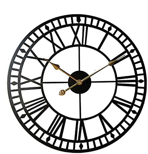 GenSDH Outdoor Clock Garden Clocks, Retro Roman Numeral Simplicity Iron Art Battery Operated Silent Outside Clocks 40Cm