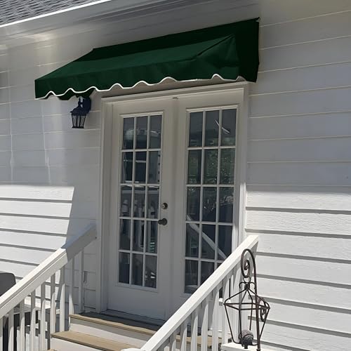Easyawn Door and Window Sunbrella Canvas Awning / 5 Colors and 3 Sizes/Classic Awning (Green 8 feet Wide)