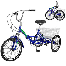 DoCred Adult Folding Tricycle 7-Speed Blue