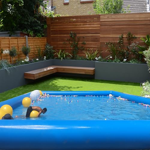 HQHAOTWU Inflatable Family Swimming Pool 8x8x0.65m with Blower Blue