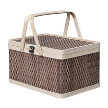 Wicker Picnic Basket with Lid and Handle – Handwoven Rattan Storage Basket for Fruit, Snacks, Camping & Decor