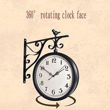 EHVYBDX Double Sided Wall Clock Vintage, Clock for Garden Outdoor Home Silent Non-Ticking Wall Mounted Clock,C