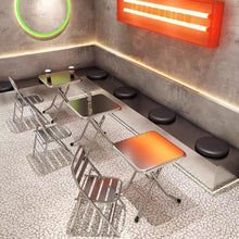 JOSOGO Indoor/Outdoor Bistro Table and Chairs Set for Patio Stainless Steel Folding, Kitchen Prep & Work, Board Games and Camping Picnic(J1.2M*0.6M)