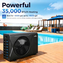 35,000 BTU Inverter Pool Heat Pump, 115V Plug & Play Pool Heater, WiFi App Control, Titanium Heat Exchanger, Ultra Quiet, Heating & Cooling for Above-Ground & Small Inground Pools up to 9,000 Gallons