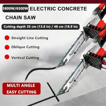 KZZAAO Electric Concrete Chainsaw with Brushless Motor, Portable Electric Chain Saw with 2 Chains/2 Guide Bars, for Granite and Concrete,48cm