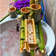 GenSDH Solar-Powered Bamboo Fountain,Feng Shui Bamboo Fountain Kit Japanese-Style Bamboo Flowing Water Ornaments with 5W Water Pump/Hose, for Outdoor Indoor Garden Patio