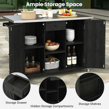 YATON 52" Outdoor Kitchen Island Grill Cart with Stainless Steel Foldable Top, Rolling BBQ Prep Table with Storage Cabinet, Drawer, Spice Racks & Lockable Wheels for Patio Backyard Cooking,Black