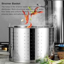 Stainless Steel Crab Seafood Boil Pot with Strainer Basket Riveted Handles,Heavy Duty Crawfish Turkey Fryer Pot for Boiling Frying(35x35cm)