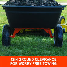 Agri-Fab 45-0553, 1,000-Pound Capacity Poly Swiveling Tow Behind Dump Cart, 18 Cubic Feet Capacity, 80 Degree swiveling, 52 Degree Dumping, 16-Inch x 6.5-Inch Pneumatic Turf Tread Tires