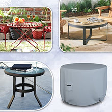 Round Patio Table Cover 18 Oz Waterproof - 100% Weather Resistant Outdoor Round Table Cover with Air Pocket and Drawstrap for Snug Fit (72" Dia x 28" H, Grey)