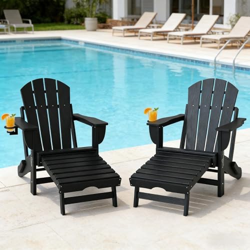 Seeheool Outdoor Folding Fire Pit Chair,Adirondack Chair Set of 2,Outdoor Fire Pit Chair