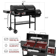 Grills House ZH3005Y 2-Burner Gas and Charcoal Grill Combo Black