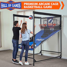 Hall of Games Indoor Arcade Basketball Games Multiple Styles 2-Player Arcade Scoring Display with Rubber Basketball Set 88" Tall Steel Cage Extra Wide Game (W/Poly Backboard)