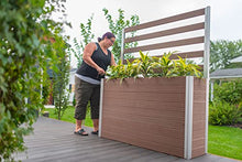 Vita Urbana 16 inch x 56 inch x 33 inch Embossed Vinyl Large Parklette Planter with Trellis, Espresso Brown, Woodgrain, PVC, BPA and Pthalate Free, VT17534