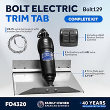 Bennett Marine Bolt Electric Trim Tab System 12" x 9" Black and Silver