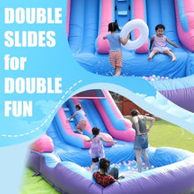 Inflatable Commercial Water Slide for Adults (Double Water Slides) (600lbs Capacity) 100% PVC Waterslide Without Blower, Big Water Pool, Fast Drainage, Backyard Outdoor Wet/Dry Fun, 21x11x13FT