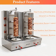 WYDDDARY Commercial Gas Shawarma Grill Machine 2800Pa 2-Station Auto-rotate