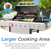 Kenmore BBQ Propane Gas Grill - 5 Burners with Side Burner & Searing Zone, 644 Sq. In. Stainless Steel Grill, 66,000 BTU, Ideal for Outdoor Cooking, Patio & Backyard, Silver