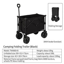 190L Large Capacity Folding Camping Wagon with Folding Table, Garden Cart, Foldable Utility Cart 150KG Max Load, Heavy Duty with Wheels/Handle for Outdoor Sports Beach Picnic,B